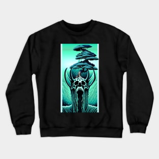 Skeleton With Bonsai Tree Growing Out Of Its Head Crewneck Sweatshirt